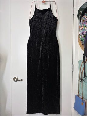 Vintage y2k Rhapsody Black Velvet Maxi Slip Dress